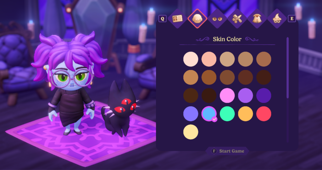The character customization menu.